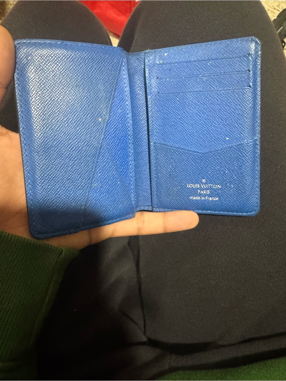 Louis Vuitton Royal Blue Textured Leather Card & Key Holder